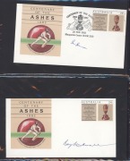 A collection of nineteen "Centenary of the Ashes" pre-stamped envelopes, each signed individually by an Australian Test Team captain, including Bradman, Hassett, Brown, Morris, Benaud, Simpson, Ina & Greg Chappell, Border and Taylor; and accompanied by an - 2