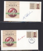 A collection of nineteen "Centenary of the Ashes" pre-stamped envelopes, each signed individually by an Australian Test Team captain, including Bradman, Hassett, Brown, Morris, Benaud, Simpson, Ina & Greg Chappell, Border and Taylor; and accompanied by an - 3