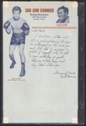 An album containing a collection of signed photographs, cards, postcards and cuttings, with the signatories including Archie Moore, Dado Marino, Sam Ichinose, Freddie Mills, Doug Miller, Rinty Monaghan, Andries Steyn, Manuel Ortiz, Danny O'Sullivan, Jim P - 3