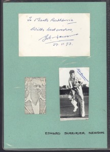 SOUTH AFRICAN CRICKETERS: A collection of autographed photographs, cuttings, cards, etc., the N - V album: Numerous examples including Bob Newson, Frank Nicholson, Norman Norton, Arthur Nourse, Eiulf Nipen, Sydney O'linn, Harold Owen-Smith, Joe Partridge, David Pithey, Peter Pollock, John Plimsoll, Graeme Pollock, Jim Pothecary, Mike Procter, Henry Promnitz, Barry Richards, John Robertson, Eric Rowan, Athol Rowan, Kelly Seymour, Ivan "Jack" Siedle, Ian Smith, Hugh Tayfield, Denis Tomlinson, etc.
