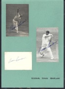 SOUTH AFRICAN CRICKETERS: A collection of autographed photographs, cuttings, cards, etc., the A - G&nbsp;album: Numerous examples including Neil Adcock, Aaron Bacher, Eddie Barlow, Denis Begbie, Colin Bland, Jackie Botten, Harry Bromfield, Chris Burger, Syd Bu
