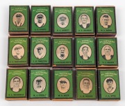The 1938 Australian Team to England: A complete set of fifteen "Duncan's 60's Safety Matches" boxes featuring portraits of the whole team, including C.W. Walker (South Australian wicket-keeper) who was chosen for the tour but did not play in a Test. (15).