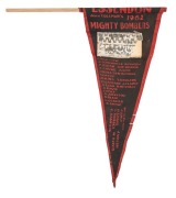"ESSENDON - JOHN COLEMAN'S MIGHTY BOMBERS 1962" supporters' pennant featuring an applied print of the team. After the 18 home-and-away rounds Essendon finished on top of the ladder with 16 wins and 2 losses. They eventually defeated fourth-placed Carlton 