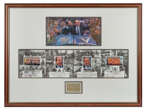Framed display with inscribed plaque that reads 'Inaugural E. J. Whitten State of Origin Legends Game 1996 VICTORIA v THE ALL STARS', 790 x 610mm, replete with several signatures.
