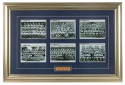 GEELONG PREMIERS: 'GEELONG FOOTBALL CLUB PREMIERS 1925, 1931, 1937, 1951, 1952, 1963' display, comprising six&nbsp;team portrait reprints; framed 935 x 630mm.
