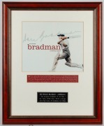 SPORTING IMAGES: Group of three images, comprising framed 675 x 590mm 'Kingston Town' with jockey Malcolm Johnston, framed 475 x 575mm 'SIR DONALD BRADMAN - AUSTRALIA - "The Greatest Cricketer of All Time", and 380 x 590mm 'AFL PREMIERS 2011' with twenty- - 2