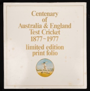 'Centenary of Australia & England Test Cricket 1877 - 1977' limited-edition Time Life Books 330 x 345mm print folio, containing booklet, scorecard, and six prints.