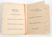THE BODYLINE SERIES: A Melbourne Club menu with the front cover dated 12th November 1932 and featuring a kangaroo and a lion shaking paws; enhanced with a pencil sketch by Arthur Mailey titled "Finale"; the inside covers further illustrated with two caric - 3