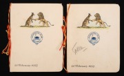 FEBRUARY 1937 - The FIFTH TEST, AUSTRALIA v ENGLAND at the MCG: Gathering in Melbourne prior to the Test, the English Cricketers were invited to dinner at the MELBOURNE CLUB: Two special menus featuring a kangaroo and a lion shaking paws on the front cove