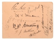 AUSTRALIA vs ENGLAND 1911-12 in AUSTRALIA: A page from an autograph book owned by Geoffrey Austin Street (1894 - 1940), who would become Minister for the Army, Repatriation and Defence&nbsp;in 1939-40, featuring the Australian team, including Trumper, Hill, Ar