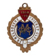 MELBOURNE CRICKET CLUB: Membership fobs for 1910-11, 1911-12, 1912-13, 1913-14, 1914-15 and 1918-19, all in very good condition, (6). - 11