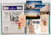 VFL PARK: 1970 - 1986 collection of sixteen VFL Park Membership fobs, each accompanied by the original small packet in which it was delivered (missing 1983). Also, several relevant VFL Newsletters, photographs, etc., all contained in an album.