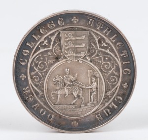 DOVER COLLEGE ATHLETIC CLUB medal engraved to the rim "W.S. Lee 1890" and "VICTOR LUDORUM" verso. 45mm.William Stevens Lee (born 1871) entered Dover College on a scholarship in 1886, and became school captain in 1888-89; he was captain of the Rugby Team in 1889-90, Captain of the Cricket Team 1890; Victor Ludorum 1890. He later became captain of the Wadham College Boat Club and ran for Oxford University in the Inter-University Games in 1893 and 1894.