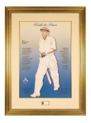 Don Bradman's "Walk to Fame" limited edition print of the artwork by John Christie; attractively framed & glazed together with a card signed by Bradman (faded) and COA. Overall 134 x 100cm.
