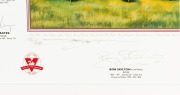 "SWANS Team of the Century" Limited edition (176/200), signed by the artist Jamie Cooper, and with the original signatures of all 17 living Swans legends, together with the facsimile&nbsp;signatures who were no longer alive. With C of A verso; framed & glazed. - 2