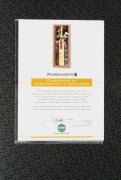 "MASTER STROKE": Display combining a full size MRF cricket bat signed by Brian Lara, Sachin Tendulkar and Steve Waugh with photographs of the three great batsmen and details of their careers. Accompanied by a PWC CofA, numbered 2/100. Attractively framed - 4