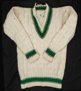 An Australian Test Team long sleeved jumper, circa 1953. Believed to have been worn by Bill Johnston during the Test Series against South Africa, 1952-53.