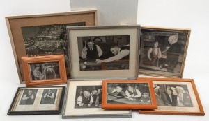 Assorted framed photographs of Walter Lindrum and associates (8 items).