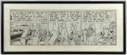 WALTER LINDRUM: Three assorted original cartoon artworks framed together with Lindrum associated photographs and telegrams included within displays, including a tipped in letter from Prime Minister Robert Menzies. (3 items). The largest 61 x 76cm overall. - 2