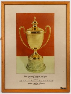 Assorted framed pictures from WALTER LINDRUM'S billiard room, Albert Park, Melbourne. (6 items). The largest 65 x 55cm overall.