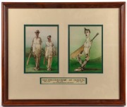 Six assorted framed cricket pictures and displays. The largest 48 x 80cm overall. - 6