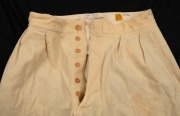A pair of Clarrie Grimmett's pure wool cricket flannel trousers, circa 1930; with Kaylo "GRIPU" label and other markings to rear waistband. - 2