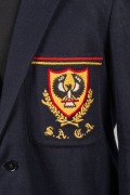 SOUTH AUSTRALIAN CRICKET ASSOCIATION, Clarrie Grimmett's blazer, black wool with red and yellow stripes to the pockets and sleeves, embroidered with the initials of the South Australian Cricket Association and their logo in red, gold, black and white thre - 2