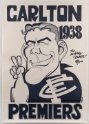 A collection of WEG posters celebrating CARLTON Premierships through the years, most of which are personally signed by the artist. The group comprises of 1906, 1907, 1908, 1914, 1915, 1938, 1945, 1968, 1970, 1972 (all signed and endorsed by WEG), plus 194 - 2
