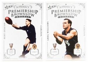2019 SELECT SUPREMACY PREMIERSHIP BROWNLOW DOUBLE: Two limited-edition cards for Bert Deacon (PBD5 #53/65) and Greg Williams (PBD6 #43/65). (2 items)
