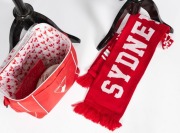 SOUTH MELBOURNE FOOTBALL CLUB: Size 42 Regular. Official team blazer with white swan and "S. M. F. C" embroidered to breast pocket, accompanied by a red and white " Keep South at South" tie, and a Sydney Swans tie. Accompanied by a Sydney Swans zip up car - 4