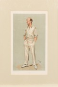 Seven original Vanity Fair chromo-lithographs featuring seven different English cricketers, "Oxford Cricket" (29 June 1889), "Sammy" (6 August 1892), "Bobby" (5 June 1902), "Repton, Oxford & Somerset" (6 August 1903), "Yorkshire" (29 August 1903), "Plum" - 2
