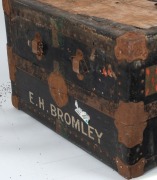ERNIE BROMLEY's 1934 tour to England fully-fitted metal-bound cabin trunk bearing the marker's label 'THE PEARLITE WARDROBE TRUNK', with remnants of some stickers and 'E. H. BROMLEY' painted to one end. 98 x 57 x 38cm. - 3