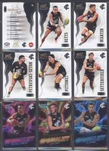 2021-2022 Select Carlton football cards in Carlton Collectors Album, with noted Optimum Draft Pick Signature [4], Optimum Headliners [5], Optimum Plus [20], Optimum [19], Burst [10], Brownlow Leaders [3], Milestone [11]. (340+ cards)