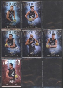 2022 SELECT VIRTUOSO CARLTON: Six limited-edition cards for Harry McKay (V5 #48/70), Paddy Dow (V6 #12/70), Patrick Cripps (V41 #25/70), Adam Saad (V42 #67/70), Sam Walsh (V43 #39/70), and Jacob Weitering (VP3 #46/50). (6 items)