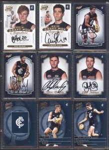 2014-2018 Select Carlton football cards in AFL 2012 Champions Collectors Album, with noted Honours Brownlow Distinction [4], Legacy Future Hall of Fame [2], Legacy Rookie Cards [5], Select Certified Kade Simpson [1], Select Certified 460 [12], Hall of Fam