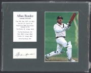 An album containing a collection of autographed displays including Allan Border, Greg Chappell, Adam Gilchrist, Ian Healy, Kim Hughes, Dennis Lillie, Rod Marsh, Ricky Ponting, Mark Taylor, Sachin Tendulkar, Brian Lara and others.&nbsp;