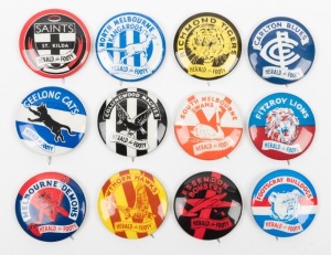 A complete set of twelve VFL Club "Herald for FOOTY" badges. (12).