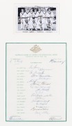 THE 1968 AUSTRALIAN TEAM ON TOUR: Official team sheet signed by twenty-one players and officials including Lawry (Captain), Jarman, Chappell, Cowper, Gleeson and Shehan. Mounted together with a team photograph which has been signed by the eleven players i - 2