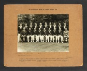 20th AUSTRALIAN TEAM TO GREAT BRITAIN, 1948: An official team photograph by The Sport and General Press Agency, mounted on printed backing card and signed by the full team, some of whose signatures have faded. Those clearly visible include Don Bradman, Ar - 2