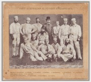 FIRST AUSTRALIAN XI TO VISIT ENGLAND, 1878: A print showing the twelve players and their manager Jack Conway. Framed and glazed, overall 42 x 42.5cm.The Australian team led by Jack Blackham included Murdoch, Spofforth, Bannerman and Gregory. During this t - 2