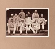 1878 The Australian Eleven, original albumen paper photograph, published as the frontispiece in the 1879 edition of Lillywhite's Annual; framed and glazed, overall 22.5 x 19cm. - 2