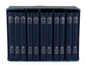 2012 eleven-volume set titled '100 Years of Grand Final Records' attractively bound in blue faux leather with silver titles in box of issue.