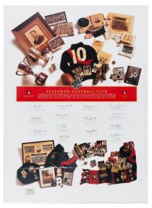 ESSENDON FOOTBALL CLUB Great Moments limited edition print (#409/750) signed by 14 club greats including Jack Clarke, James Hird, Tim Watson, Terry Daniher, Ken Fraser and Allan Hird. Overall 91 x 66cm.