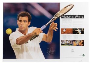 PETE SAMPRAS, original signature on limited edition (#138, 139, 140, 141 & 142/250) "Merlin in White" posters, all with PWC/Legends CofA. Each overall 45 x 65cm. (5)