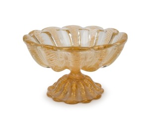 BAROVIER & TOSO "Cordonato Oro" Murano glass comport, circa 1950s, 17cm high, 28cm wide