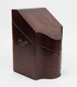 A Sheraton serpentine fronted mahogany knife box with feathered decoration and original fitted interior, circa 1790, 36cm high, 23cm wide, 25cm deep - 2