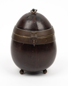 A Georgian coconut casket, mounted in brass, 18th/19th century, 13cm high
