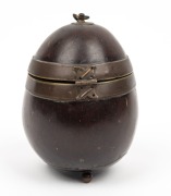 A Georgian coconut casket, mounted in brass, 18th/19th century, 13cm high - 2
