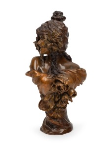 GOLDSCHEIDER fine quality Austrian Art Nouveau&nbsp;terracotta bust of a lady with bronzed finish, circa 1900, factory seal mark to reverse, 35cm high