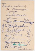 THE AUSTRALIANS IN ENGLAND 1938: An official Orient Line "AUSTRALIAN XI ENGLISH TOUR 1938" itinerary booklet with original pen signatures of 16 in the Australian touring party (McCormick has not signed); together with a menu card for a luncheon on 30th Ma - 6